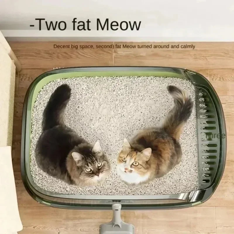 Cat toilet open type cat litter box,thickened litter box,semi closed high side splash proof pet toilet,with litter scoop