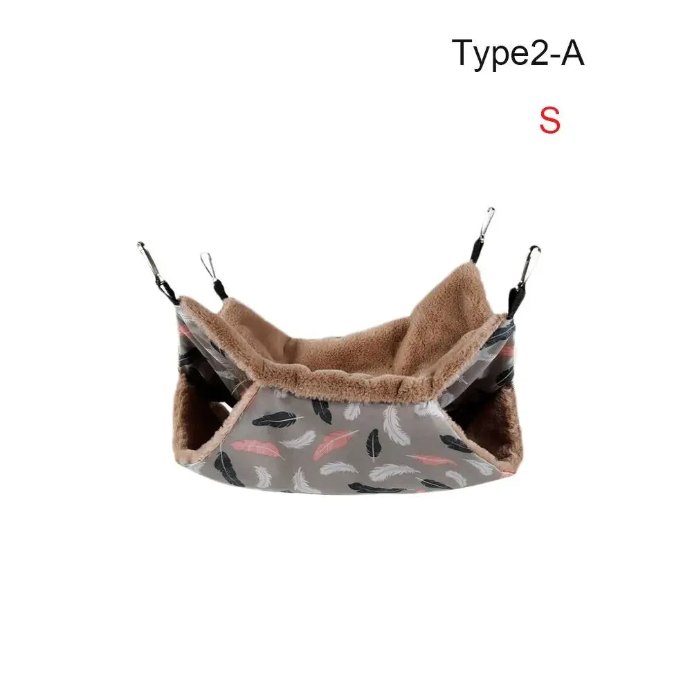 Winter Warm Plush Hamster Hammock Small Animal Double-layer Thick Sleeping Bag Nest Pet Mouse Squirrel Hanging Cage House