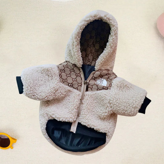Autumn Winter Warm  Pet Coat 2024 New Small Dogs Teddy Schnauzer Logo Printing Cute Pet Jacket Velvet Soft Cats Dog Clothes