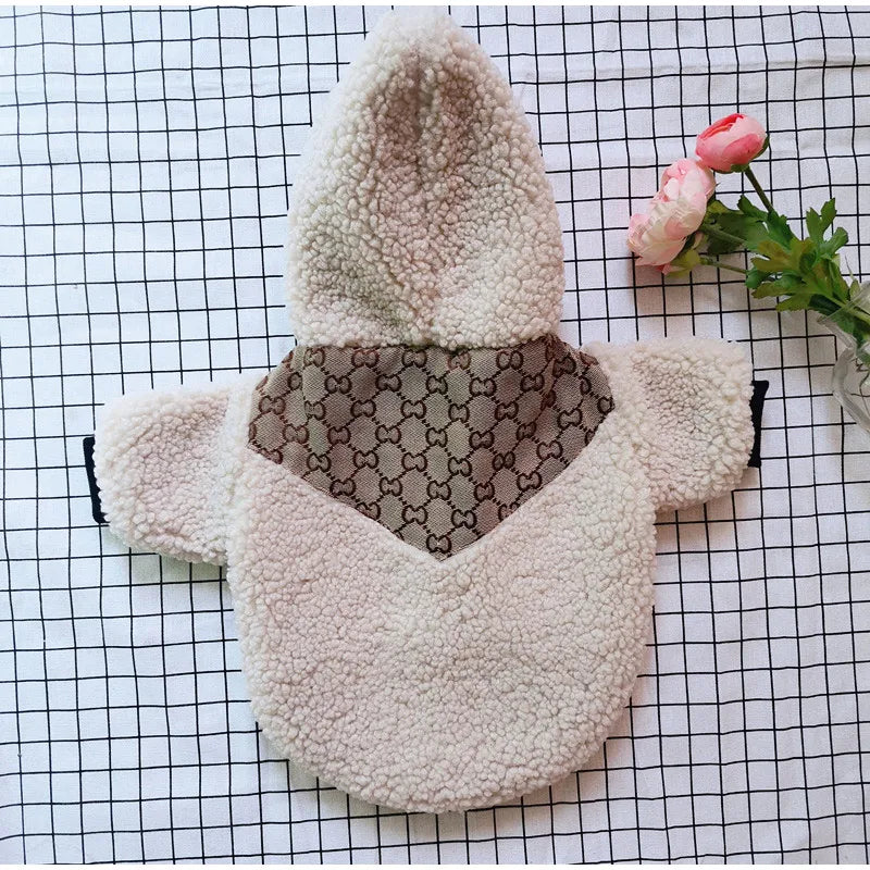Autumn Winter Warm  Pet Coat 2024 New Small Dogs Teddy Schnauzer Logo Printing Cute Pet Jacket Velvet Soft Cats Dog Clothes