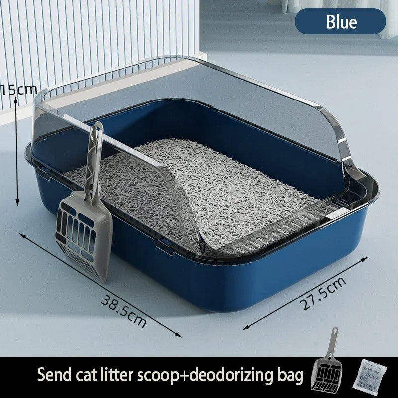 Cat toilet open type cat litter box,thickened litter box,semi closed high side splash proof pet toilet,with litter scoop