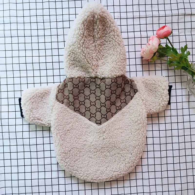 Autumn Winter Warm  Pet Coat 2024 New Small Dogs Teddy Schnauzer Logo Printing Cute Pet Jacket Velvet Soft Cats Dog Clothes