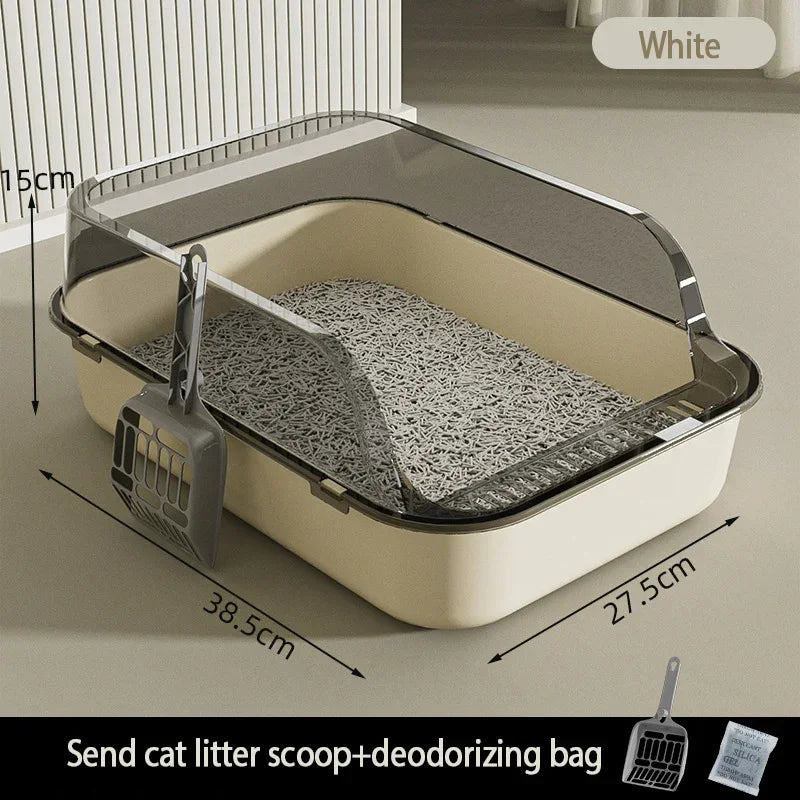Cat toilet open type cat litter box,thickened litter box,semi closed high side splash proof pet toilet,with litter scoop