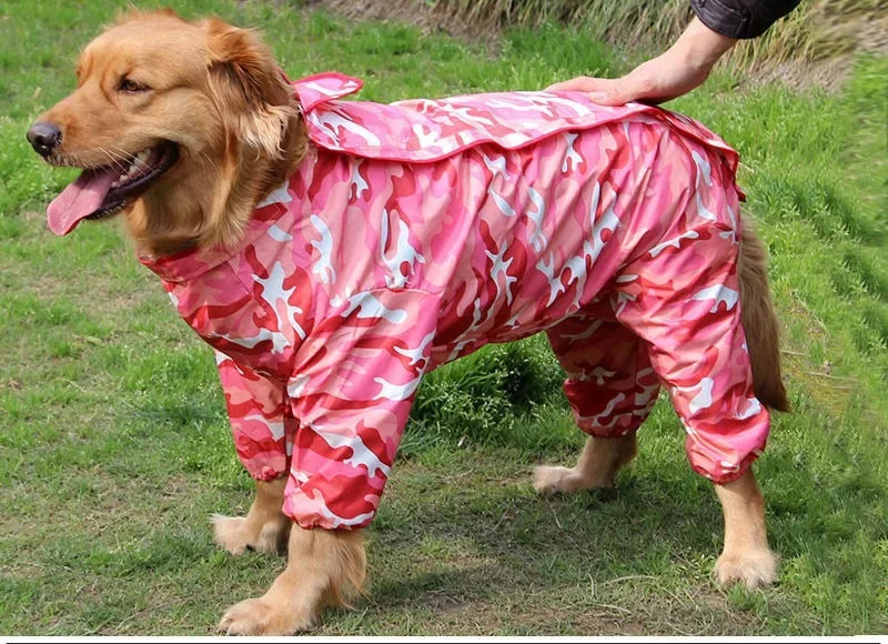 Large Dog Raincoat Reflective Waterproof Dog Clothes Outdoor Rain Coat Jacket Camo Big Dog Rain Raincape Pet Poncho