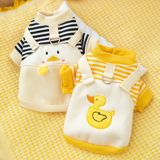2025 Dog Clothes Cute Dog Hoodies Thin Autumn Winter Dog Coat with D-Ring Striped Print Puppy Sweatshirt Cat Jacket Pet Apparel