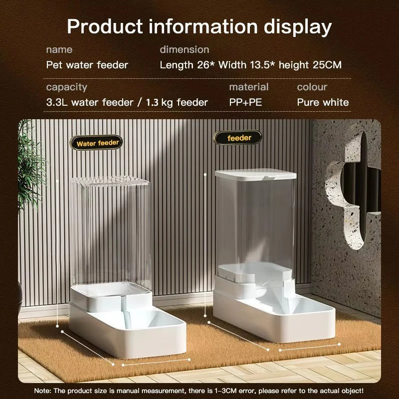 Automatic Cat Feeder & Water Dispenser with Gravity Food Storage Container for Cats and Dogs