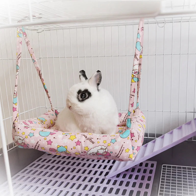 Cute Pet Rabbit Hammock Cotton Hamster Mouse Hanging Bed Mat for Small Pet Hamster Warm Sleep Nests Hanging Hammock Bed