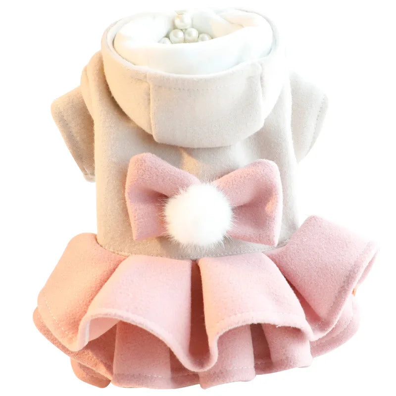 Pet Autumn Winter Outfit Thick Cat Princess Skirt Woolen and Tutu Skirt Small Dog Teddy Bear Pet Coat Dog Dresses for Small Dogs