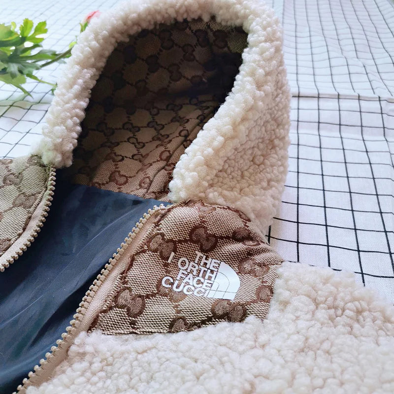 Autumn Winter Warm  Pet Coat 2024 New Small Dogs Teddy Schnauzer Logo Printing Cute Pet Jacket Velvet Soft Cats Dog Clothes