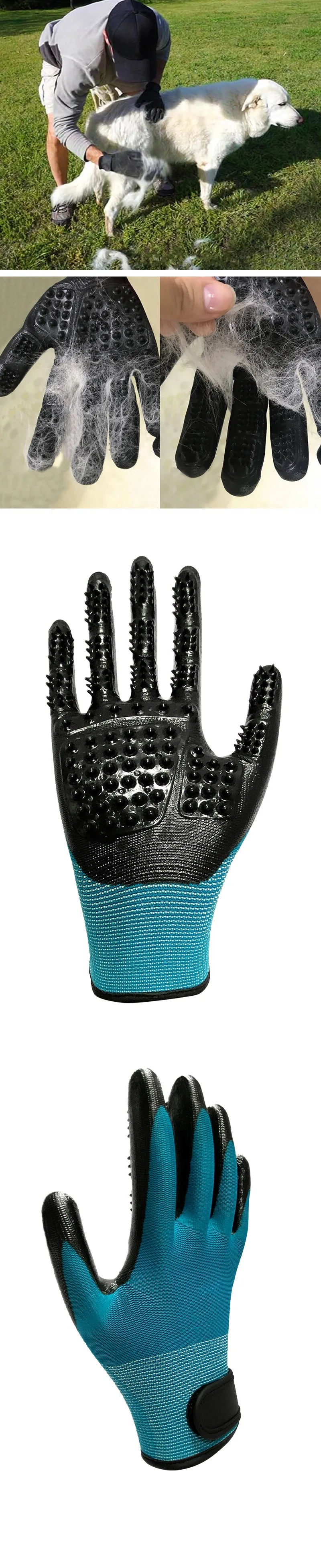 One Pair Hair Grooming Glove For Pet Dog Cat Bathing Silicone Massage Brush Dipping Gumming Rubber Gloves Dog Deshedding Comb