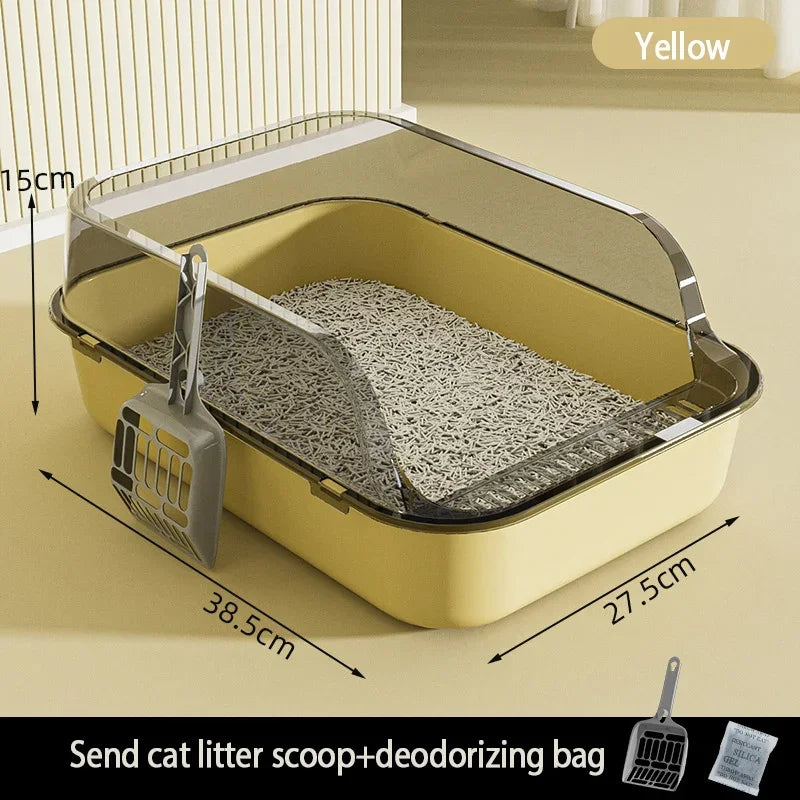 Cat toilet open type cat litter box,thickened litter box,semi closed high side splash proof pet toilet,with litter scoop