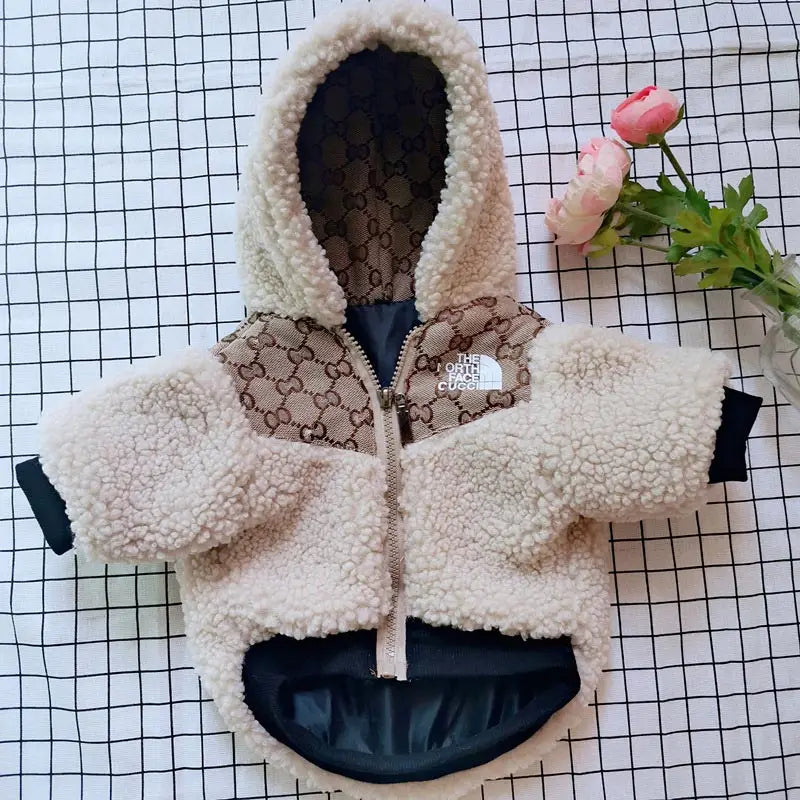 Autumn Winter Warm  Pet Coat 2024 New Small Dogs Teddy Schnauzer Logo Printing Cute Pet Jacket Velvet Soft Cats Dog Clothes