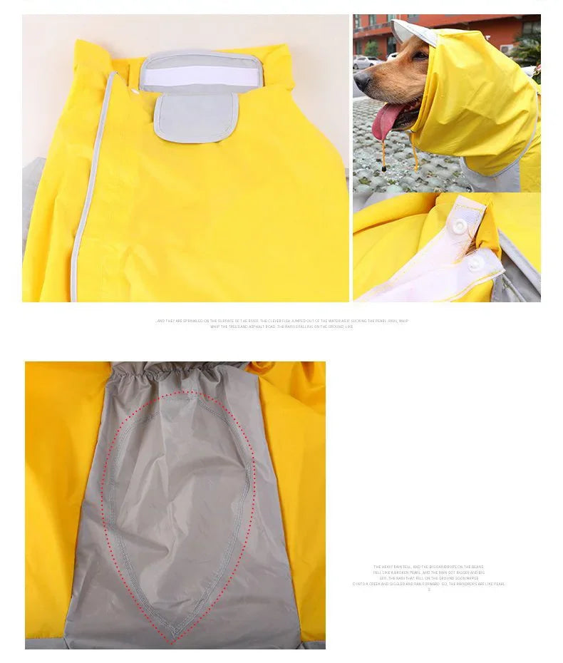 Large Dog Raincoat Reflective Waterproof Dog Clothes Outdoor Rain Coat Jacket Camo Big Dog Rain Raincape Pet Poncho