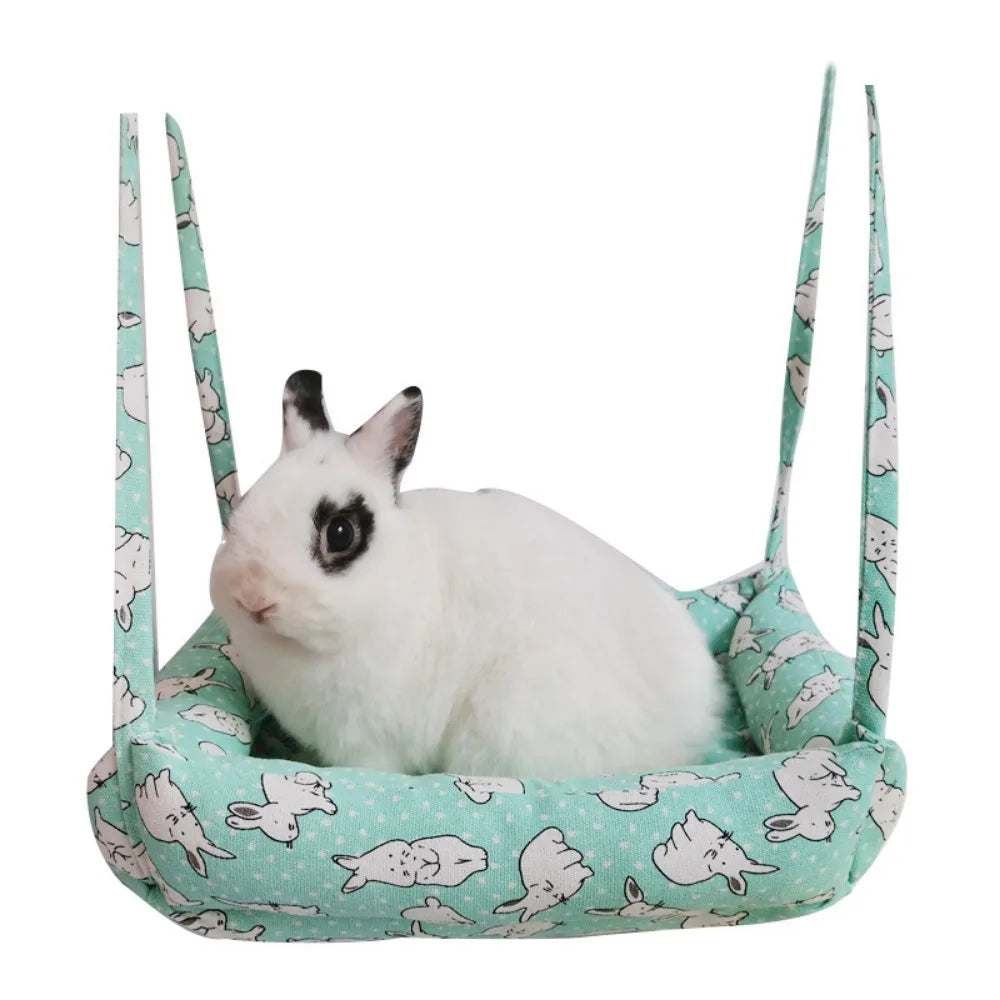 Cute Pet Rabbit Hammock Cotton Hamster Mouse Hanging Bed Mat for Small Pet Hamster Warm Sleep Nests Hanging Hammock Bed