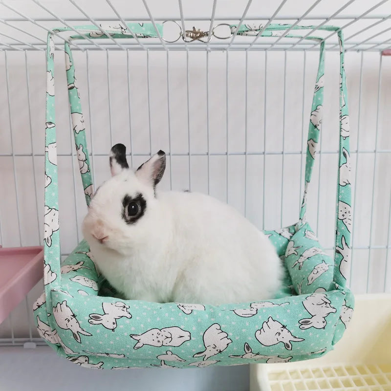 Cute Pet Rabbit Hammock Cotton Hamster Mouse Hanging Bed Mat for Small Pet Hamster Warm Sleep Nests Hanging Hammock Bed