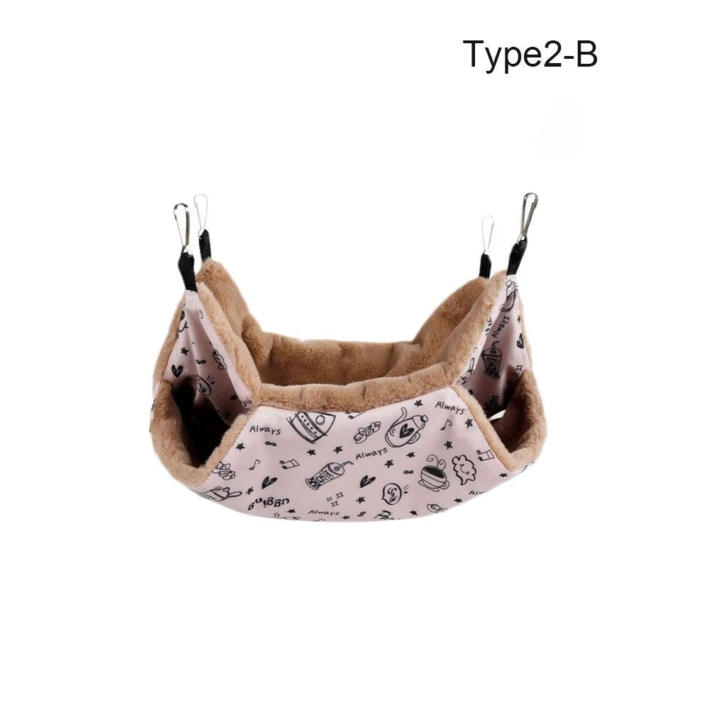 Winter Warm Plush Hamster Hammock Small Animal Double-layer Thick Sleeping Bag Nest Pet Mouse Squirrel Hanging Cage House